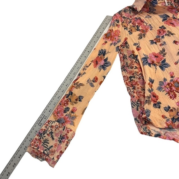 Free People Coral Floral Button Down Top Size XS - Picture 7 of 10